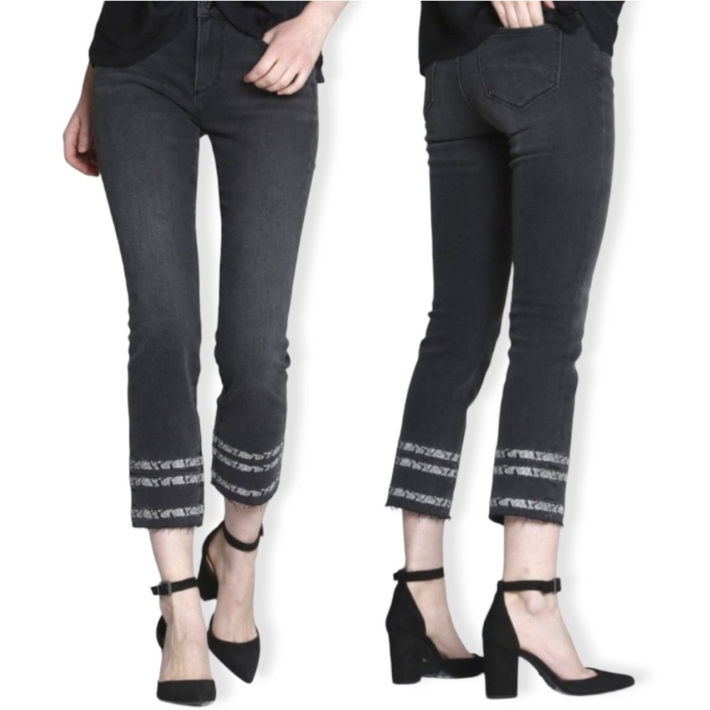 Driftwood Colette Black Snakeskin Raw Hem Jean